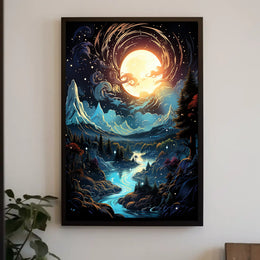 Moonlit Enchantment: Serene Night Landscape Poster