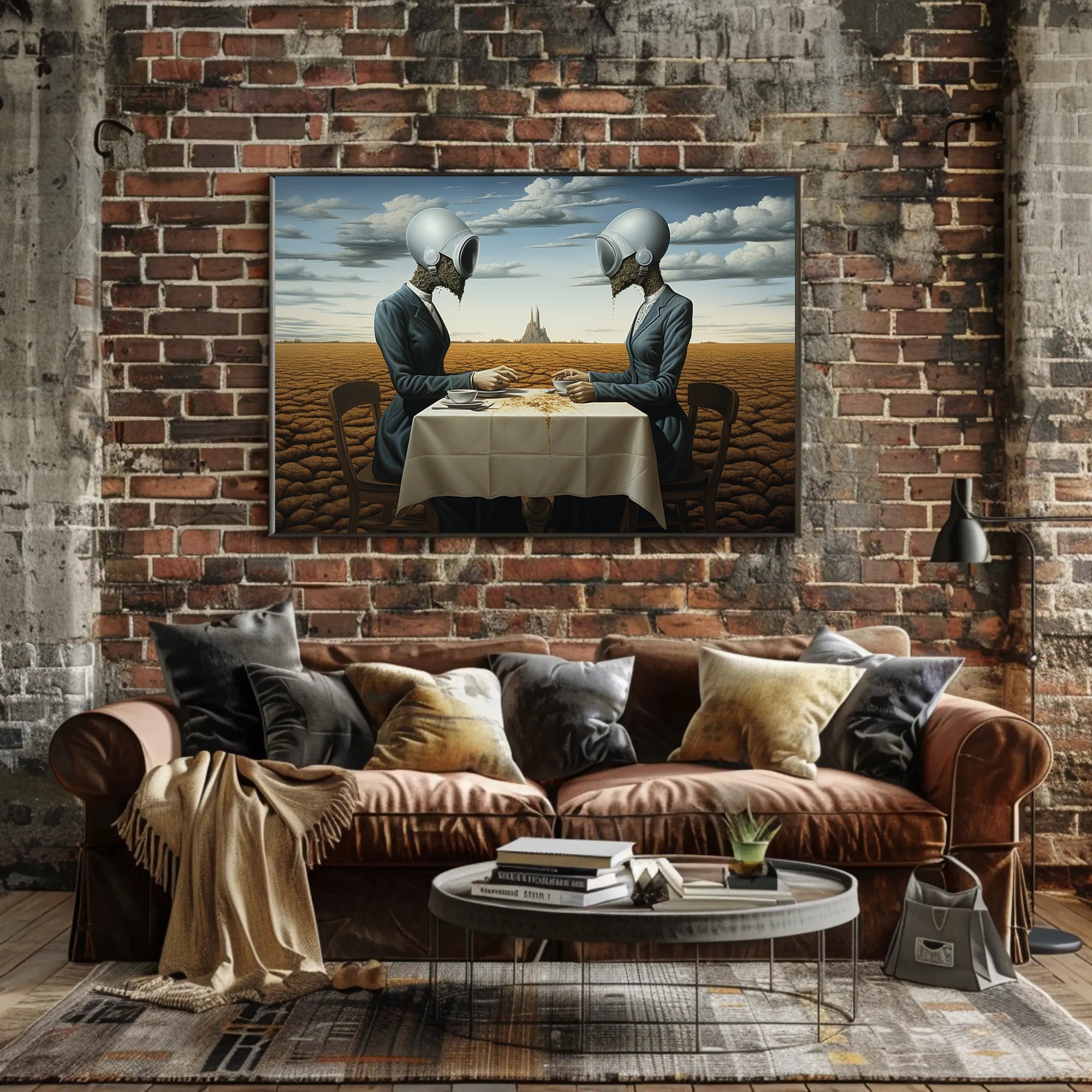 Surreal Tea Ceremony in Futuristic Sci-Fi Poster
