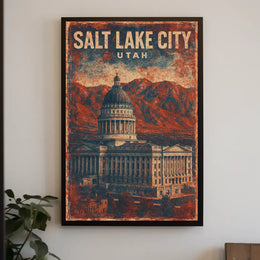 Utah State Capitol Vintage Travel Patriotic Poster