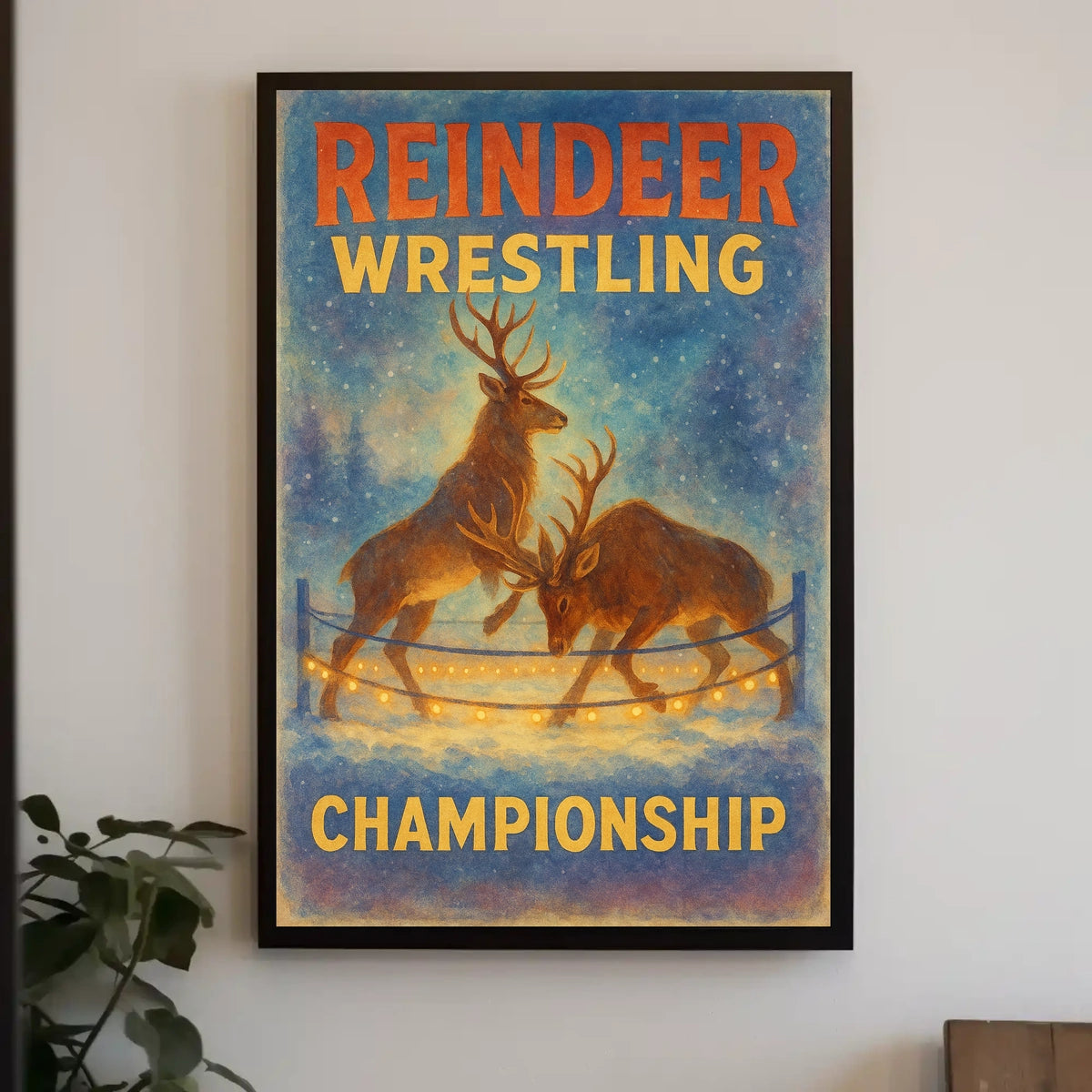 Reindeer Wrestling Championship: Enchanting Fantasy or Mythology Poster