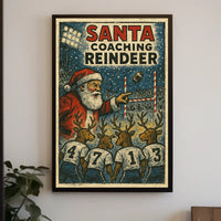 Santa's Reindeer Football Team Vintage Poster