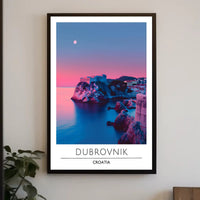 Dubrovnik Twilight Coast Travel Poster