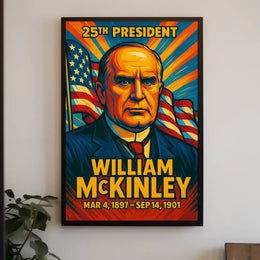 William McKinley 25th President of the United States Colorful Comic Book Style Poster