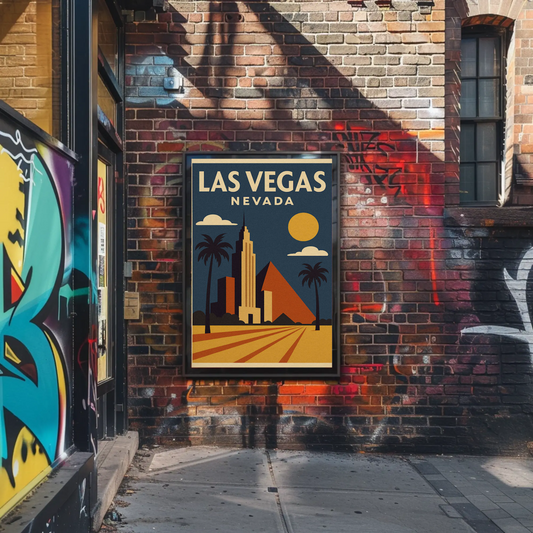 Las Vegas Nevada Geometric Retro Buildings Art Poster