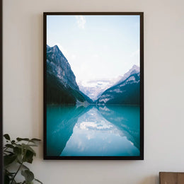 Serene Mountain Reflection Photorealistic Nature Poster