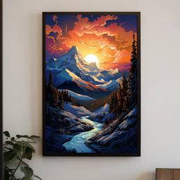 Majestic Mountain Sunset Poster
