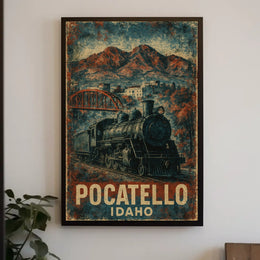 Pocatello, Idaho Vintage Railway Poster