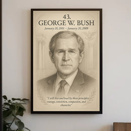 George W Bush 43rd President Sketch Poster Art Print Decor PosterGoat