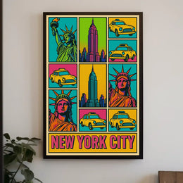 New York City Pop Art Cityscape Poster Abstract Wall Art
