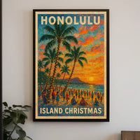 Honolulu Island Christmas Poster