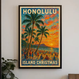 Honolulu Island Christmas Poster