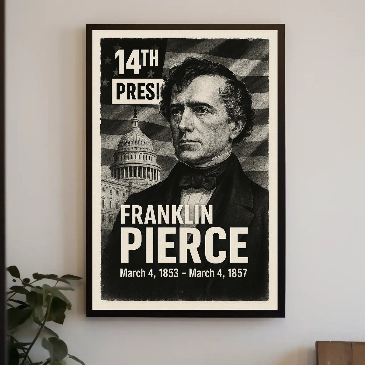 Franklin Pierce 14th President of the United States Digital Montaje Poster