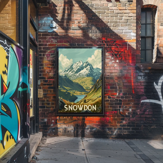 Snowdon Mountain Landscape Travel Poster