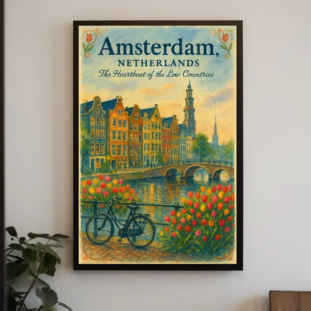 Amsterdam Heartheat Travel Poster