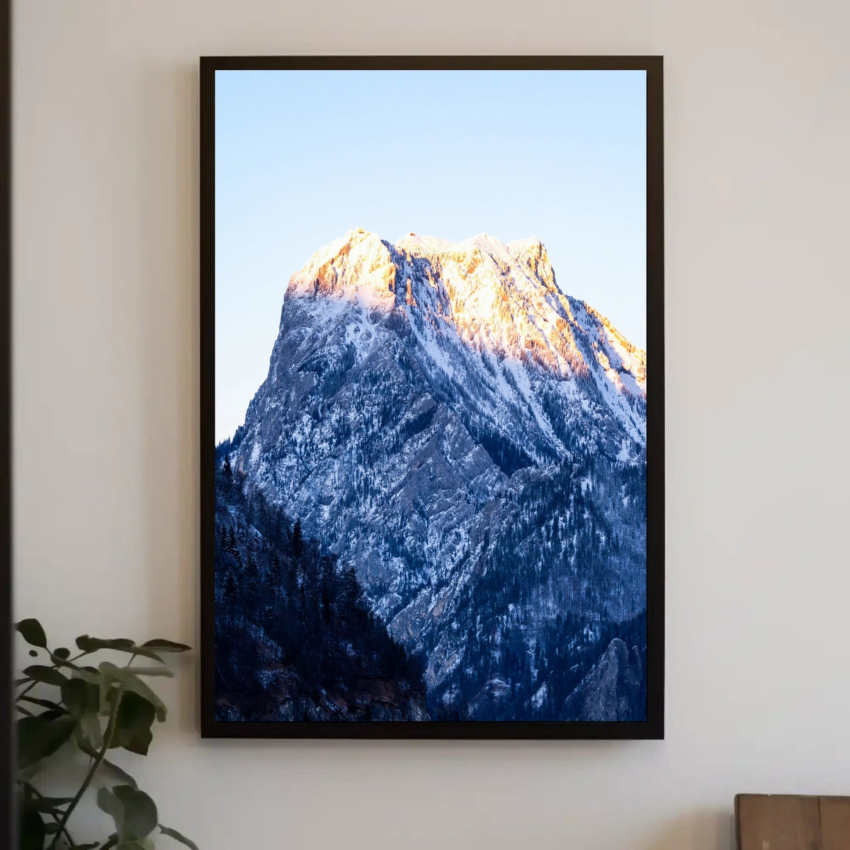 Majestic Dawn: Snow-Covered Mountain Art Poster