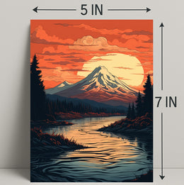 Serene Mountain Sunset Poster PosterGoat