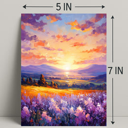 Vibrant Sunset Over Fields Poster