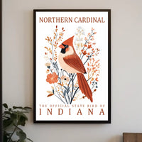 Northern Cardinal Indiana State Bird Art Poster