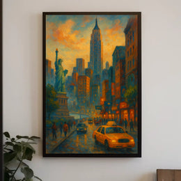 New York City Dusk Urban Scene Poster Modern Wall Art
