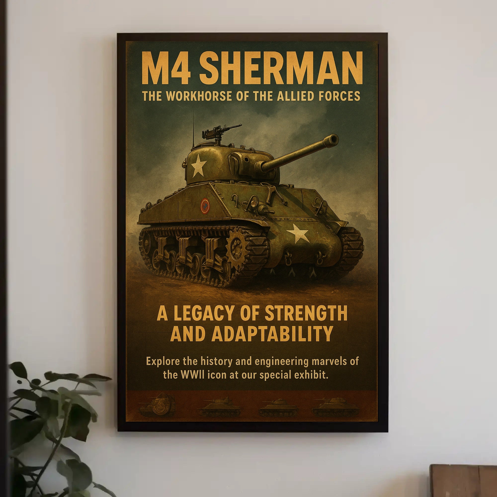 M4 Sherman Vintage Poster Military Tank Print