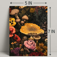 Botanical Mushroom Illustration Educational or Infographic Poster