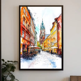 Poland Krakow Old Town and St Marys Basilica Poster