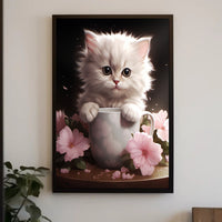 Kitten In A Cup Poster PosterGoat