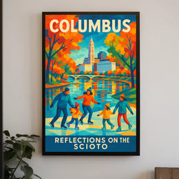 Columbus Reflections On The Scioto Poster