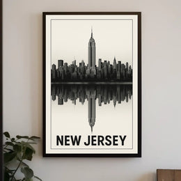 New Jersey Skyline Reflection Poster