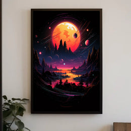 Cosmic Surrealism Alien Planet Art Poster