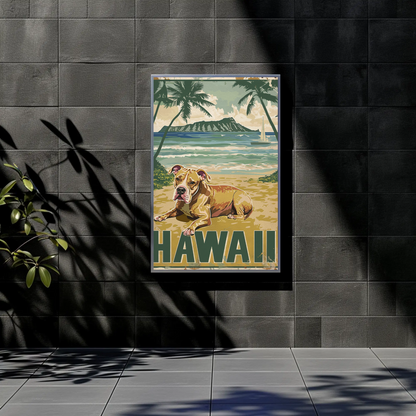 Hawaii Beach Dog Travel Poster