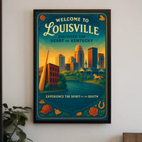Louisville Heart of Kentucky Vintage Travel Poster