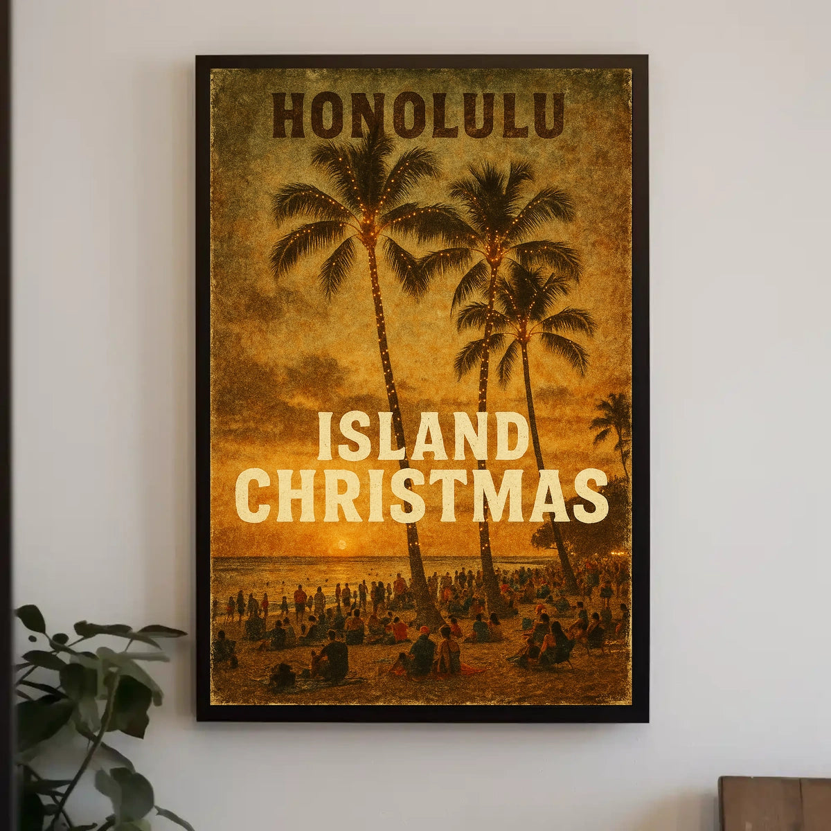 Island Christmas In Honolulu Poster