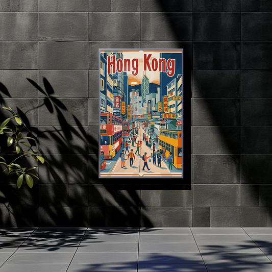 Hong Kong Busy Street Poster