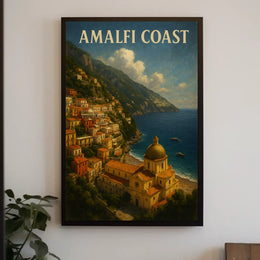 Amalfi Coast Poster Wall Art Decor 18x24 Coastal Scene