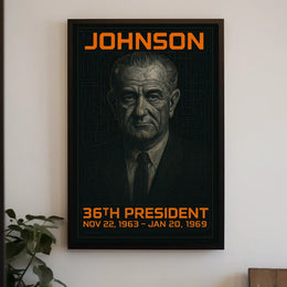 Lyndon B. Johnson 36th President of the United States Techno Schematic Poster