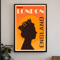 Travel London England Silhouette Art Travel Poster