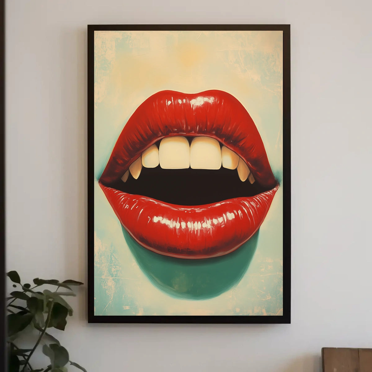Glossy Red Lips Pop Art Glossy Lips Close-up Poster