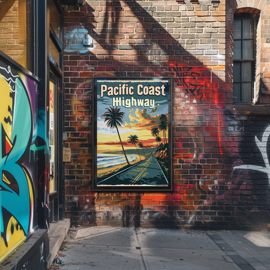 Pacific Coast Highway Sunset Scenic Ocean Drive Travel Poster