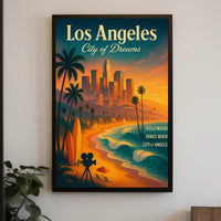 Los Angeles Dreamscape Vintage Poster: Urban & Coastal