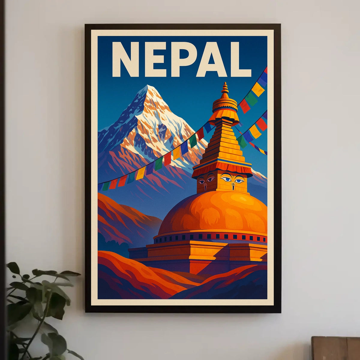 Nepal Land of Mountains and Stupas Poster