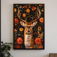 Majestic Deer Floral Wonderland Poster