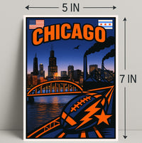 Chicago Skyline and Symbols Poster PosterGoat