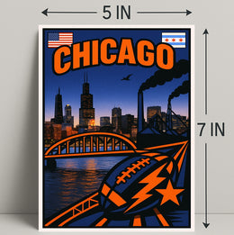 Chicago Skyline and Symbols Poster PosterGoat