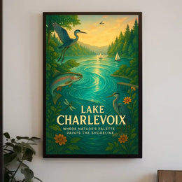 Lake Charlevoix Sunset Serenity Travel Poster