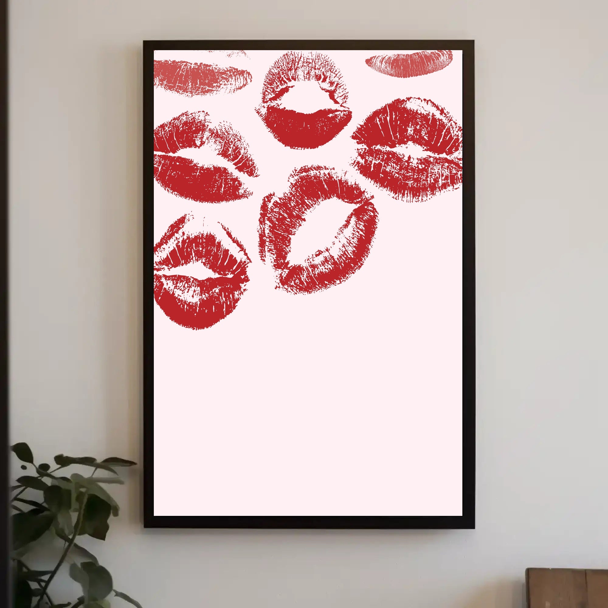 Romantic Red Kiss Marks Abstract or Artistic Poster PosterGoat