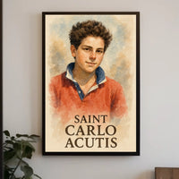 Saint Carlo Acutis Portrait For Wall Decor And Reflection Poster
