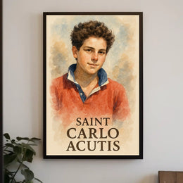 Saint Carlo Acutis Portrait For Wall Decor And Reflection Poster