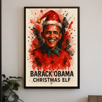 Barack Obama Christmas Elf Watercolor Presidential Poster