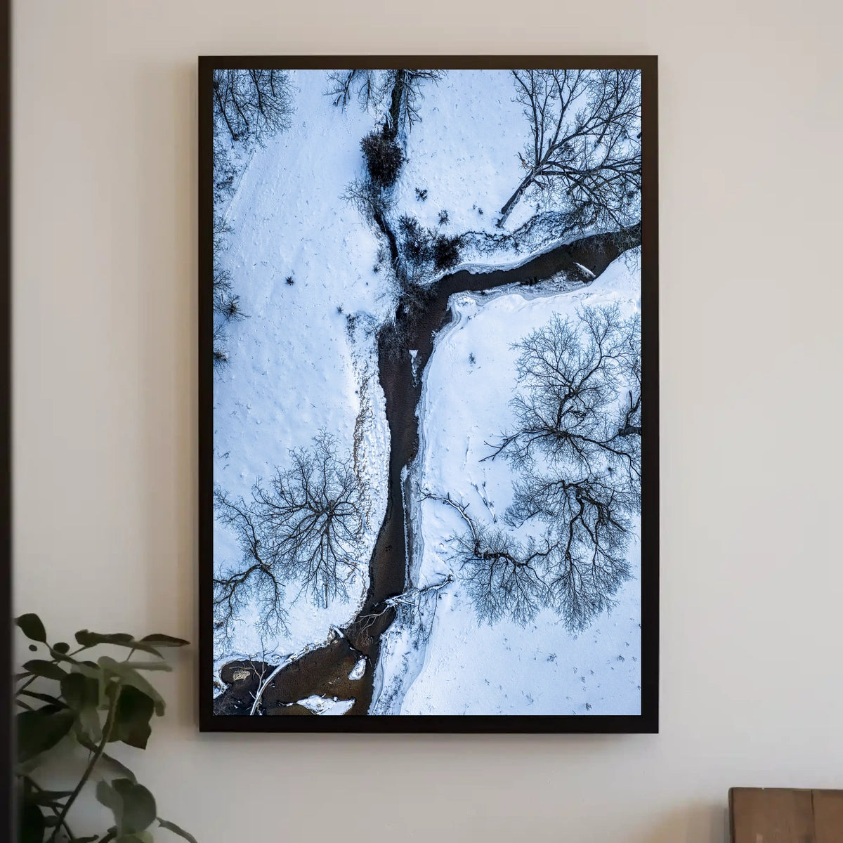 Winter Stream Aerial View Poster
